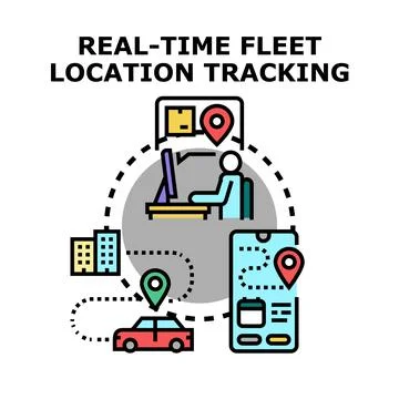 Real time fleet location tracking system managing logistics Stock Illustration