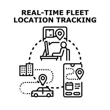 Real time fleet location tracking system managing logistics Stock Illustration
