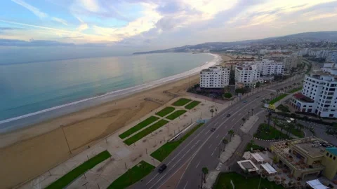 Real time footage of a panoramic view over the city center of Tanger in Morocco Stock Footage 225923882