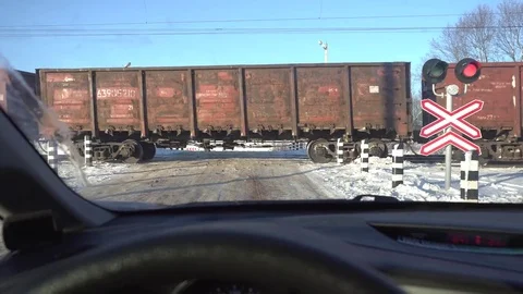 In real time freight train from the beginning to the end of the frame is moving Stock Footage 72000586