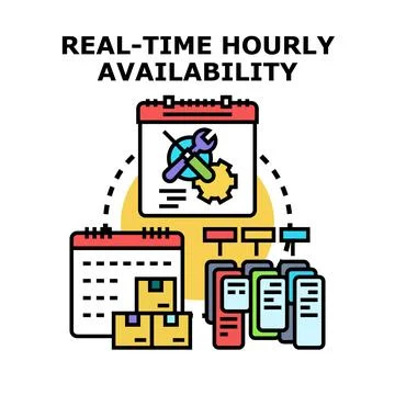 Real time hourly availability concept for service and inventory イラスト素材