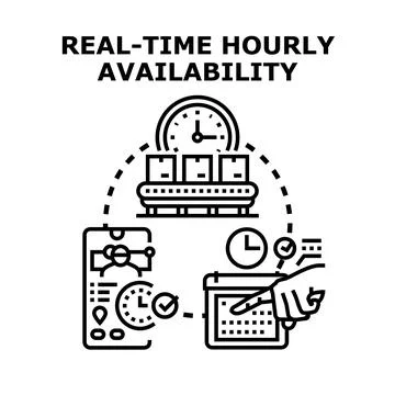 Real time hourly availability concept for logistics planning Stock Illustration