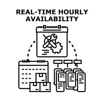 Real time hourly availability concept for service and inventory イラスト素材