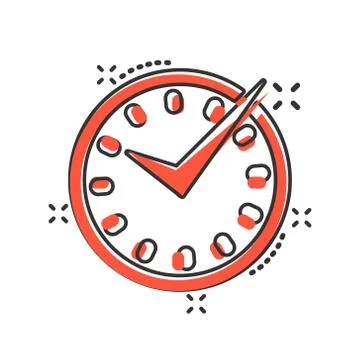 Real time icon in comic style. Clock vector cartoon illustration on white iso Stockillustratie