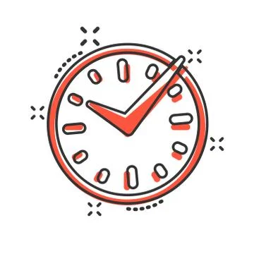 Real time icon in comic style. Clock vector cartoon illustration on white iso Illustrazione stock