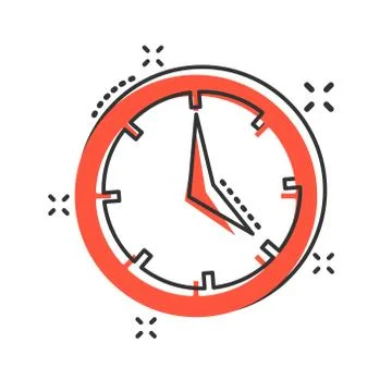 Real time icon in comic style. Clock vector cartoon illustration on white iso Stockillustratie
