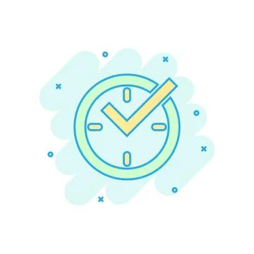 Real time icon in comic style. Clock vector cartoon illustration on white iso Illustrazione stock