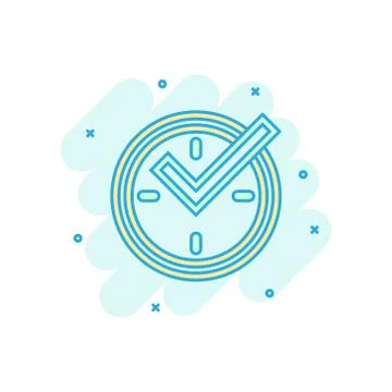 Real time icon in comic style. Clock vector cartoon illustration on white iso Ilustración de archivo