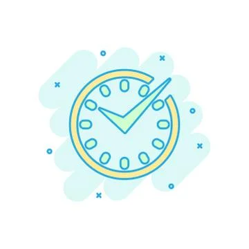 Real time icon in comic style. Clock vector cartoon illustration on white iso 스톡 일러스트