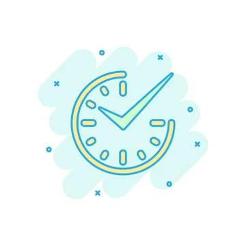 Real time icon in comic style. Clock vector cartoon illustration on white iso Illustrazione stock