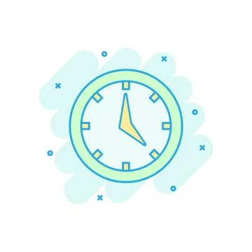 Real time icon in comic style. Clock vector cartoon illustration on white iso 스톡 일러스트