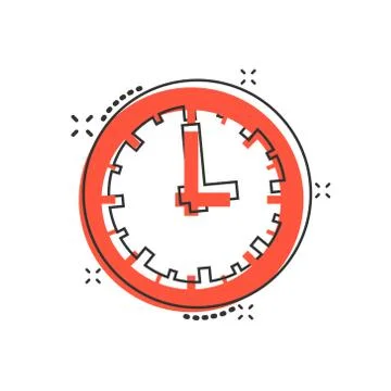 Real time icon in comic style. Clock vector cartoon illustration on white iso Illustrazione stock
