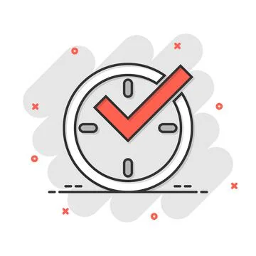 Real time icon in comic style. Clock vector cartoon illustration on white iso Stockillustratie