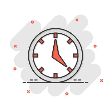 Real time icon in comic style. Clock vector cartoon illustration on white iso Ilustración de archivo