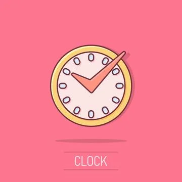 Real time icon in comic style. Clock vector cartoon illustration on white i.. 库存插图