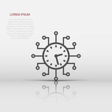 Real time icon in flat style. Clock vector illustration on white isolated b.. Stockillustratie
