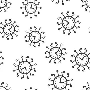 Real time icon seamless pattern background. Clock vector illustration on whit Stock Illustration
