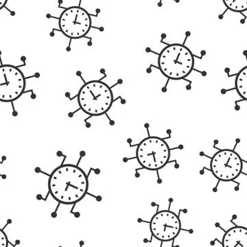 Real time icon seamless pattern background. Clock vector illustration on whit Stock Illustration