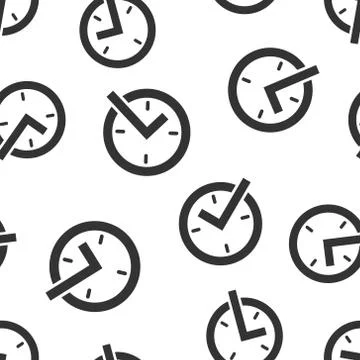 Real time icon seamless pattern background. Clock vector illustration on whit Stock Illustration