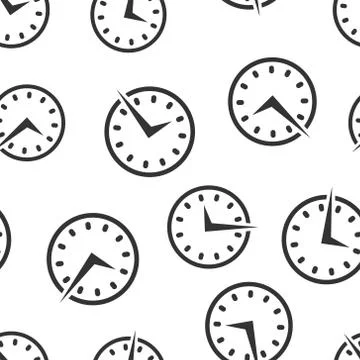 Real time icon seamless pattern background. Clock vector illustration on whit Stock Illustration