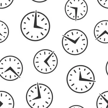 Real time icon seamless pattern background. Clock vector illustration on whit Stock Illustration