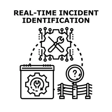 Real time incident identification system management concept Stock Illustration