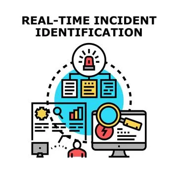 Real time incident identification system managing potential threats Stock Illustration