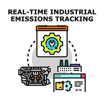 Real time industrial emissions tracking control system Illustrazione stock