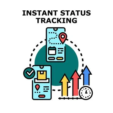 Real time instant status tracking on mobile app Stock Illustration