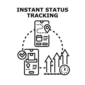 Real time instant status tracking on mobile app Stock Illustration