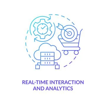 Real time interaction and analytics blue gradient concept icon 스톡 일러스트