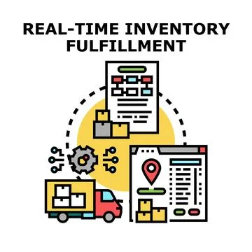 Real time inventory fulfillment process management concept Illustrazione stock
