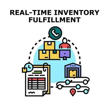Real time inventory fulfillment process business concept イラスト素材