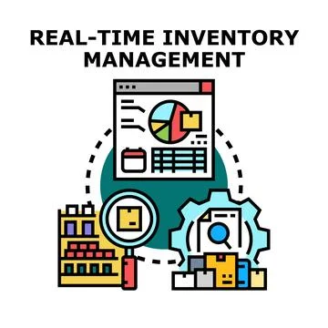 Real time inventory management concept icon for supply chain efficiency Stock Illustration