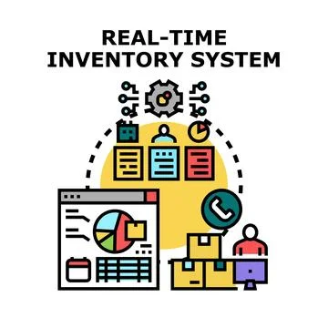 Real time inventory system managing business logistics Stockillustratie