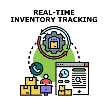 Real time inventory tracking managing warehouse logistics system Stock-Illustration