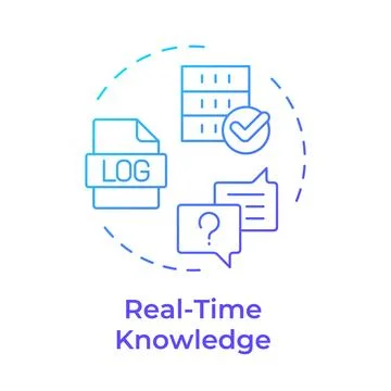 Real-time knowledge blue gradient concept icon Stock Illustration