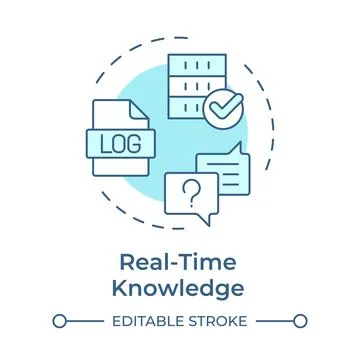 Real-time knowledge soft blue concept icon Stock Illustration