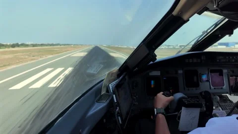 Real Time Landing Through Pilot’s Eyes From a Jet Cockpit Landing at Malaga Stock Footage 345621616