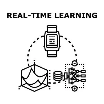 Real time learning concept with smart devices and data analysis Stock Illustration