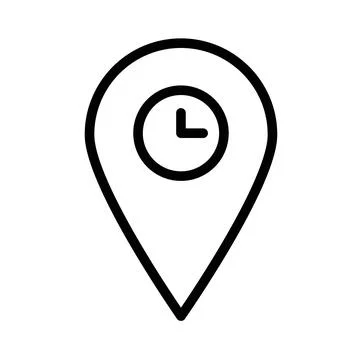 Real time location icon linear logo mark in black and white Stock Illustration