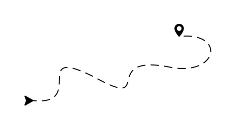 Real time location pin tracking animation on a route line map for navigatio.. Stock Footage 327346343