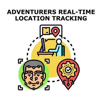 Real time location tracking for adventurers concept Stock Illustration