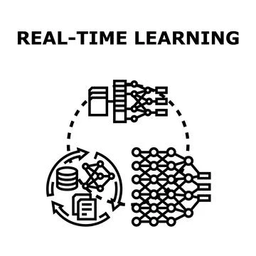 Real time machine learning process and artificial intelligence Stock Illustration