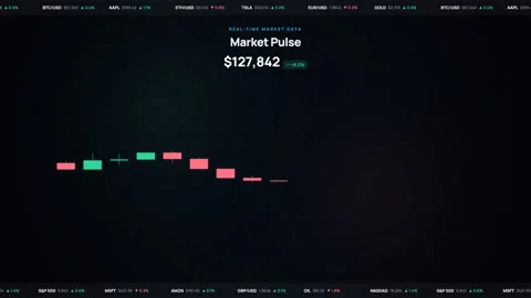 Real-time market data market pulse financial stock chart HUD interface. Stock Footage 344890721