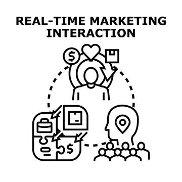 Real time marketing interaction concept optimizing customer engagement イラスト素材