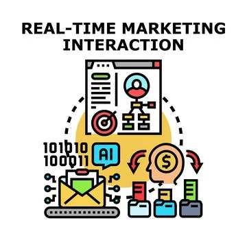 Real time marketing interaction concept developing customer engagement Illustrazione stock