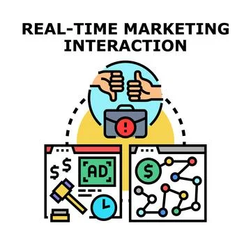 Real time marketing interaction vector concept illustration Stock Illustration
