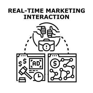 Real time marketing interaction vector concept illustration Stock Illustration