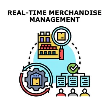 Real time merchandise management process optimizing inventory and sales Stock Illustration
